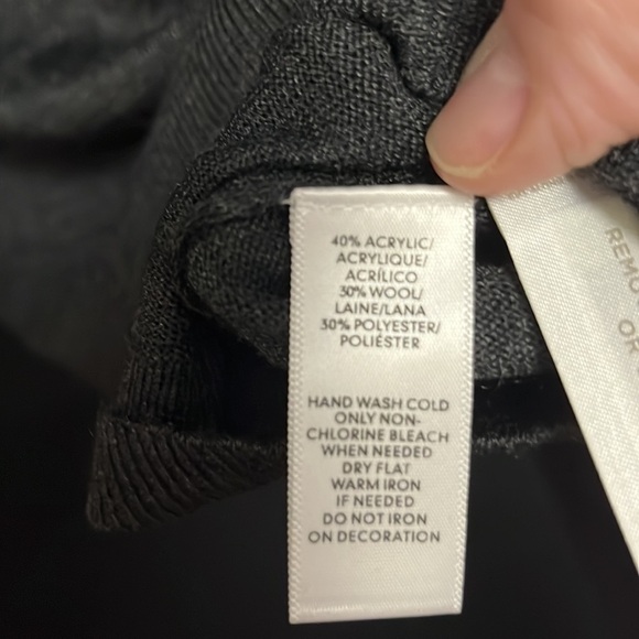 Loft- dark gray, lightweight, gemmed sweater with buttoned back of neck - Picture 6 of 6